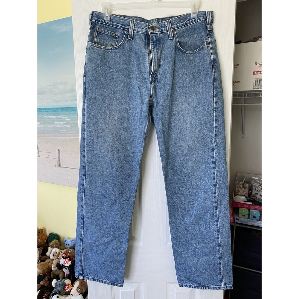 Carhartt B460 LVB‎ Relaxed Fit Jeans Mens 36x32 Blue Light Straight Denim Grunge